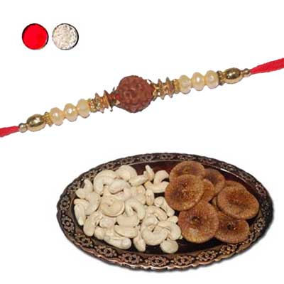 "Designer Fancy Rudraksha Rakhi - FR-8510 A- (Single Rakhi)  Dryfruit Thali-RD400 - Click here to View more details about this Product